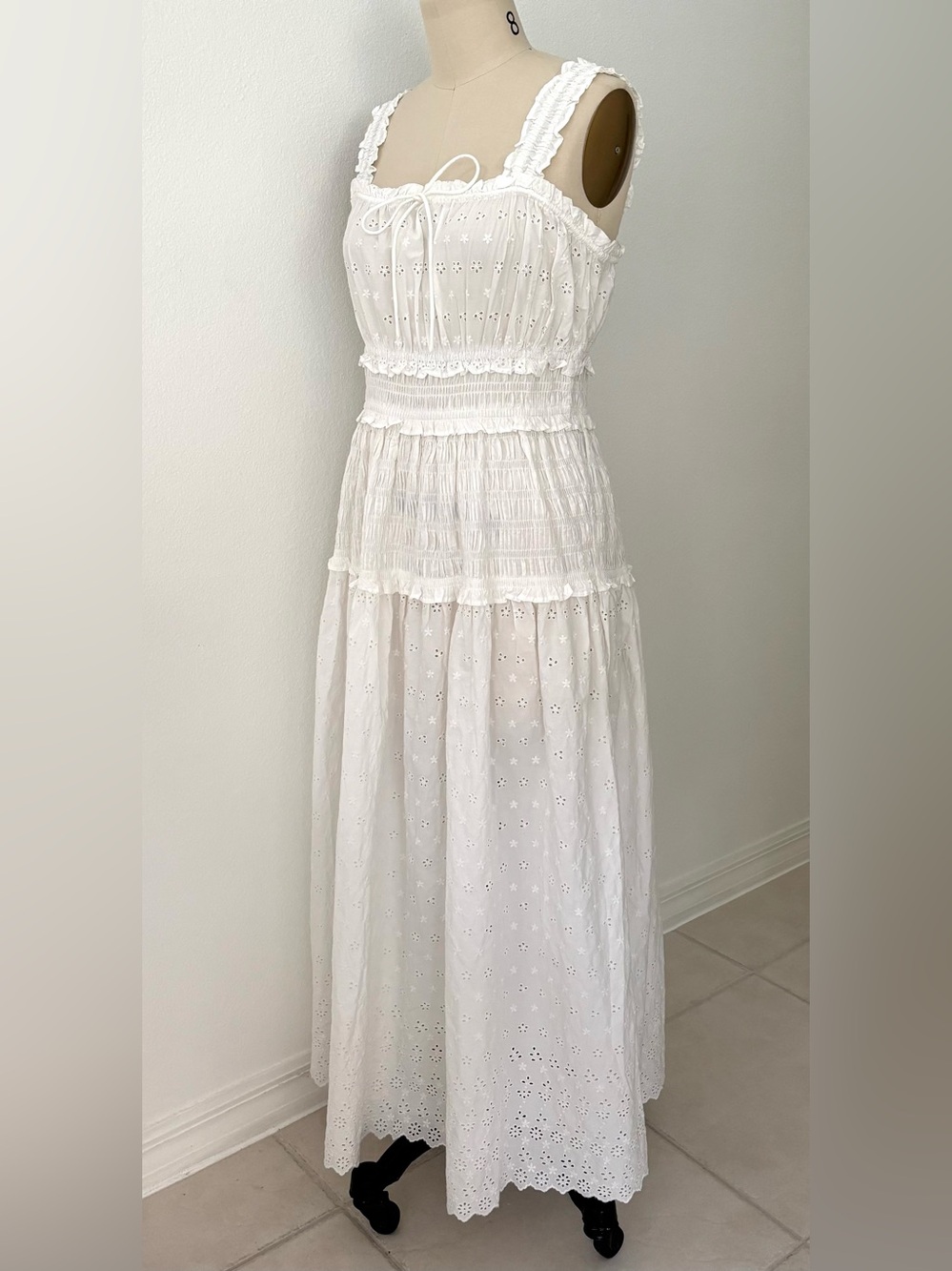 Gap × DÔEN White Eyelet Midi Dress NWT Limited-Edition Vintage-Inspired L - Picture 5 of 11